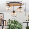 Koyoto Plafondlamp, Kogellampje Natuurlijke kleuren, Zwart, 3-lichts