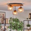 Koyoto Plafondlamp, Kogellampje Natuurlijke kleuren, Zwart, 3-lichts