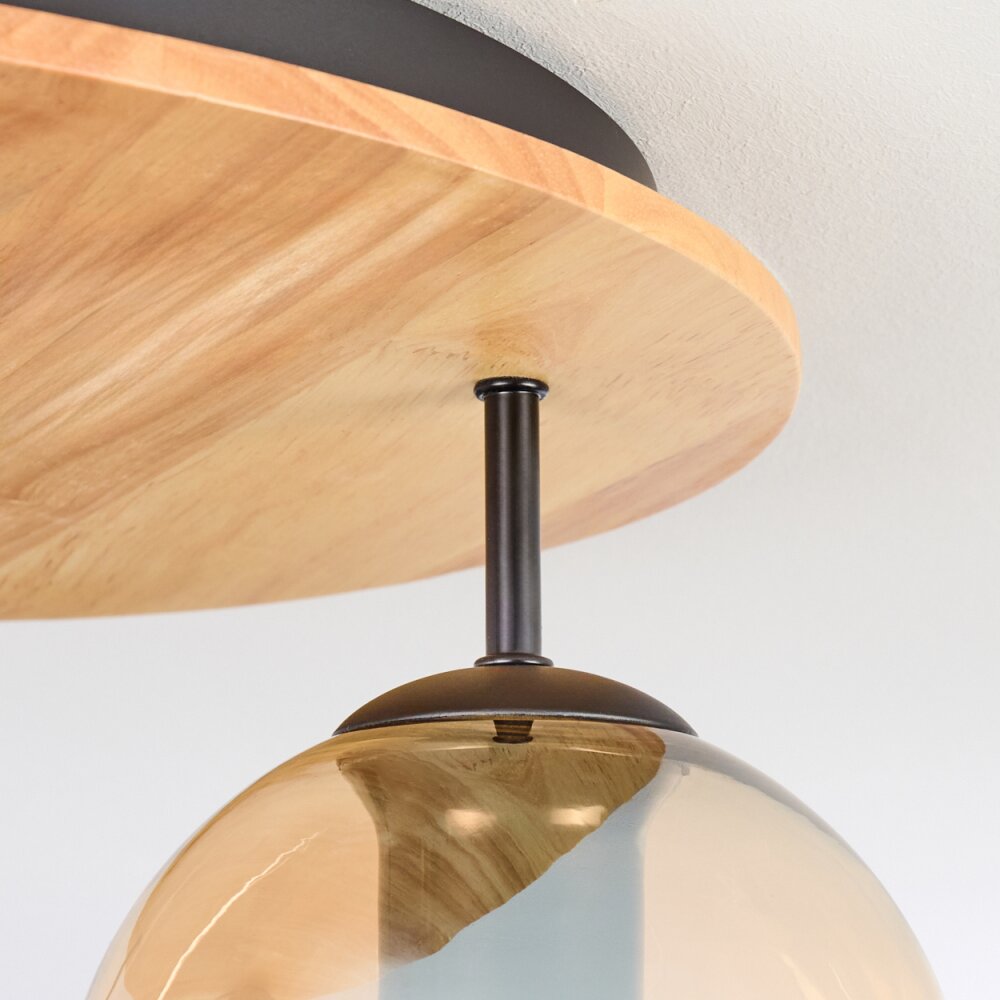 Koyoto Plafondlamp, Kogellampje 40 cm Natuurlijke kleuren, Zwart, 3-lichts