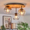 Koyoto Plafondlamp, Kogellampje 40 cm Natuurlijke kleuren, Zwart, 3-lichts