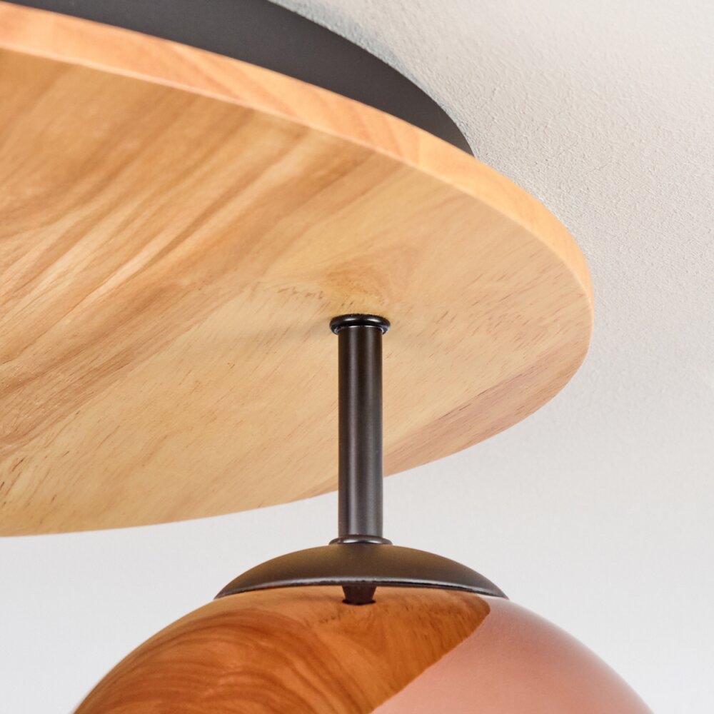 Koyoto Plafondlamp, Kogellampje 50 cm Natuurlijke kleuren, Zwart, 3-lichts