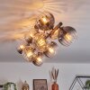 Koyoto Plafondlamp, Kogellampje Amber, Duidelijk, Rookkleurig, 10-lichts