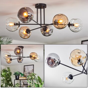 Ripoll Plafondlamp, Kogellampje Amber, Duidelijk, Rookkleurig, 6-lichts Ripoll Plafondlamp, Kogellampje Amber, Duidelijk, Rookkleurig, 6-lichts
