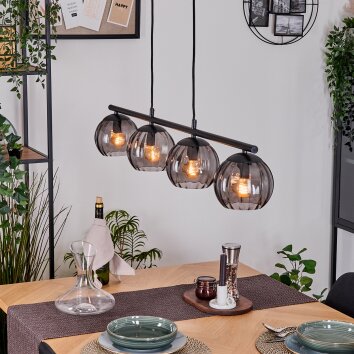 Koyoto Hanglamp, Kogellampje, Hanglamp Rookkleurig, 4-lichts Koyoto Hanglamp, Kogellampje, Hanglamp Rookkleurig, 4-lichts