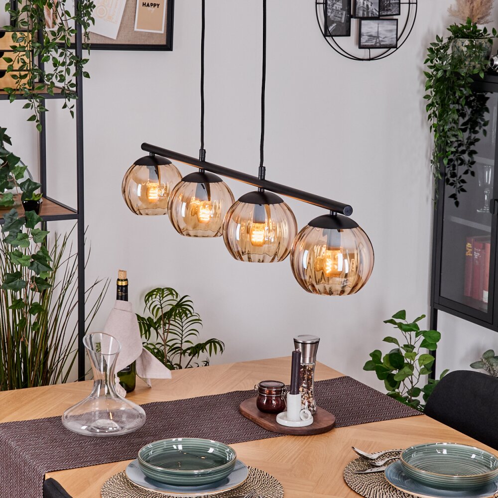 Koyoto Hanglamp, Kogellampje, Hanglamp Amber, 4-lichts main product photo