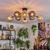 Koyoto Plafondlamp, Kogellampje 85 cm Amber, Rookkleurig, 8-lichts