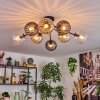 Koyoto Plafondlamp, Kogellampje 85 cm Amber, Duidelijk, Rookkleurig, 8-lichts