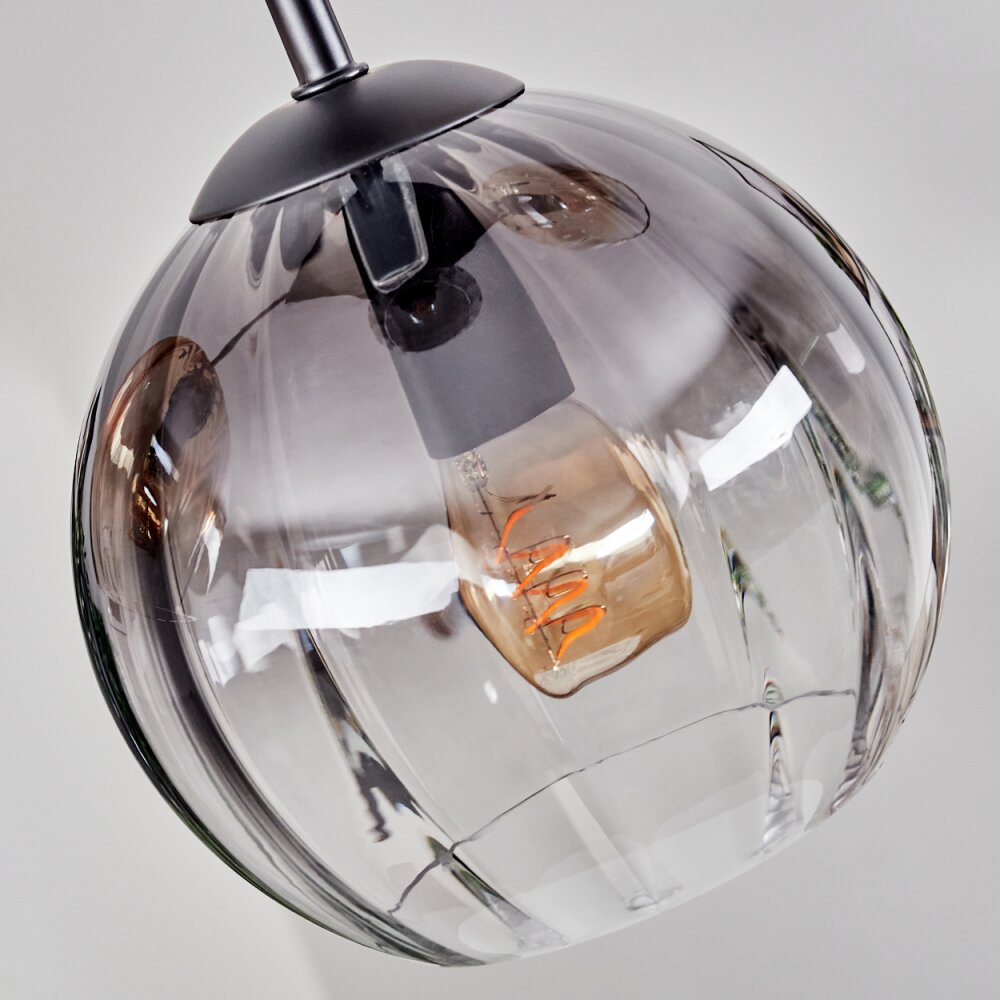 Koyoto Plafondlamp, Kogellampje Amber, Duidelijk, Rookkleurig, 5-lichts