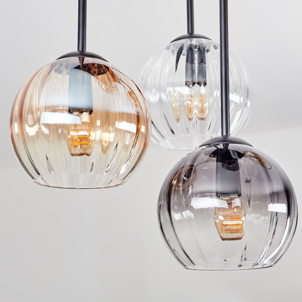 Koyoto Plafondlamp, Kogellampje Amber, Duidelijk, Rookkleurig, 5-lichts