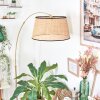 Ramila Staande lamp, Booglampen Messing, Zwart, 1-licht, Stoffen kap