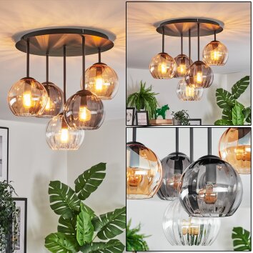 Koyoto Plafondlamp, Kogellampje 45 cm Amber, Duidelijk, Rookkleurig, 5-lichts
