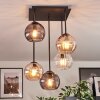Koyoto Plafondlamp, Kogellampje Amber, Duidelijk, Rookkleurig, 5-lichts