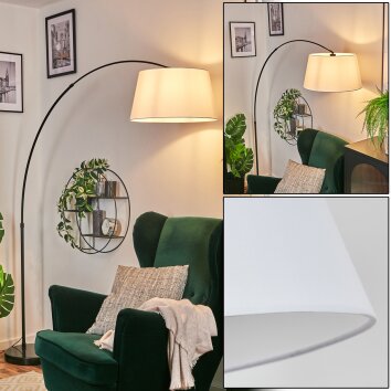 Bassagoda Staande lamp, Booglampen Zwart, 1-licht, Stoffen kap