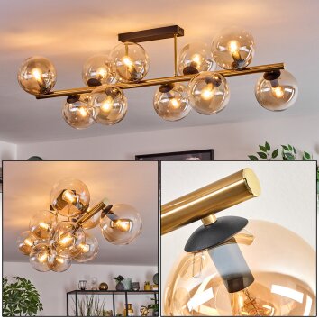 Gastor Plafondlamp, Kogellampje Goud, Zwart, 10-lichts