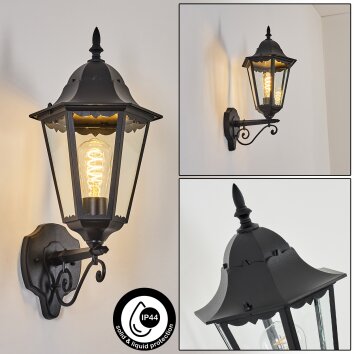Hongkong Wandlamp voor buiten, Wandlamp Zwart, 1-licht