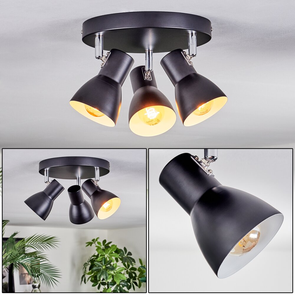 Farel Plafondlamp, Plafondspot Chroom, Zwart, 3-lichts main product photo