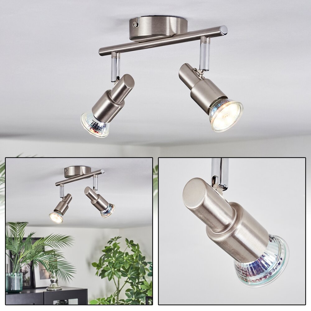 Firan Plafondlamp, Plafondspot LED Nikkel mat, 2-lichts main product photo