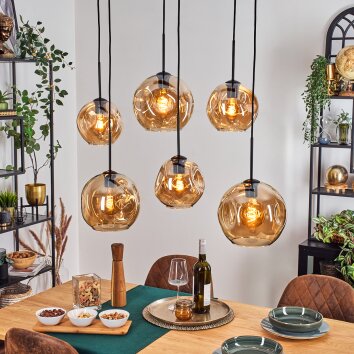 Ripoll Hanglamp, Kogellampje, Hanglamp Amber, 6-lichts Ripoll Hanglamp, Kogellampje, Hanglamp Amber, 6-lichts