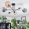 Ripoll Plafondlamp, Kogellampje Amber, Duidelijk, Rookkleurig, 6-lichts