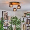 Koyoto Plafondlamp, Kogellampje Natuurlijke kleuren, Zwart, 3-lichts