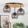 Koyoto Plafondlamp, Kogellampje Natuurlijke kleuren, Zwart, 3-lichts