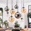 Gastor Hanglamp, Kogellampje, Hanglamp Amber, Chroom, Duidelijk, Rookkleurig, 8-lichts