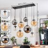 Gastor Hanglamp, Kogellampje, Hanglamp Amber, Chroom, Duidelijk, Rookkleurig, 8-lichts