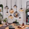 Gastor Hanglamp, Kogellampje, Hanglamp Amber, Chroom, Duidelijk, Rookkleurig, 8-lichts