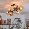 Koyoto Plafondlamp, Kogellampje Amber, Duidelijk, Rookkleurig, 8-lichts
