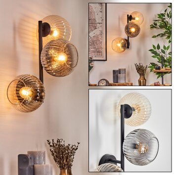 Koyoto Kogellampje, Wandlamp Amber, Duidelijk, Rookkleurig, 3-lichts Koyoto Kogellampje, Wandlamp Amber, Duidelijk, Rookkleurig, 3-lichts
