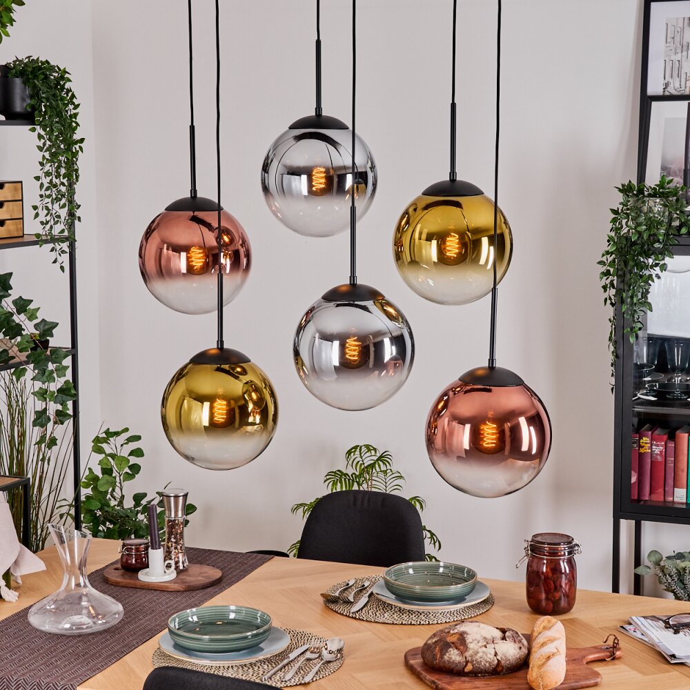 Gastor Hanglamp, Kogellampje, Hanglamp Chroom, Goud, Duidelijk, Koperkleurig, Rookkleurig, 6-lichts main product photo