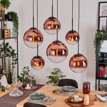 Gastor Hanglamp, Kogellampje, Hanglamp Duidelijk, Koperkleurig, 6-lichts