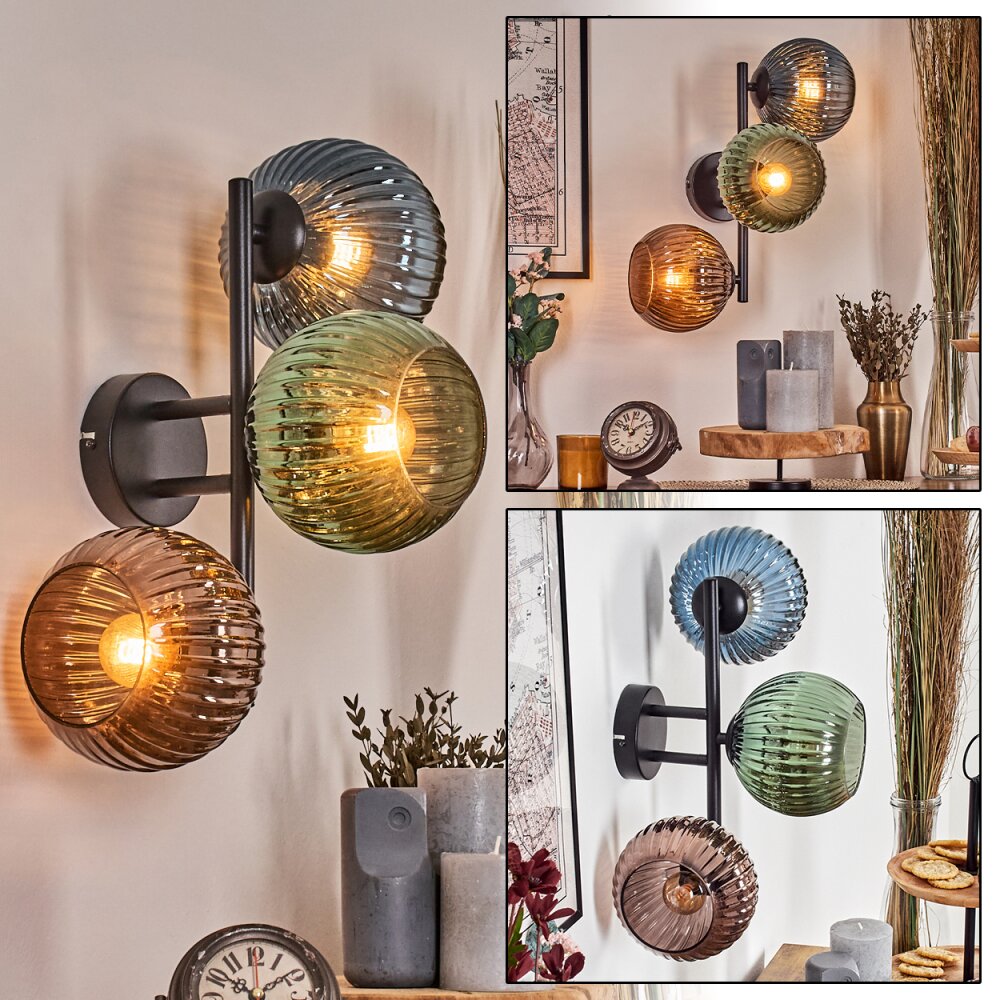 Koyoto Kogellampje, Wandlamp Blauw, Groen, Koperkleurig, 3-lichts main product photo