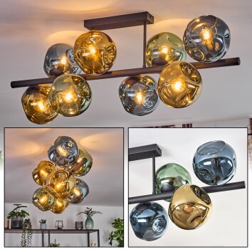 Ripoll Plafondlamp, Kogellampje Blauw, Goud, Groen, 8-lichts