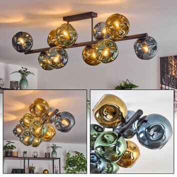 Ripoll Plafondlamp, Kogellampje Blauw, Goud, Groen, 10-lichts