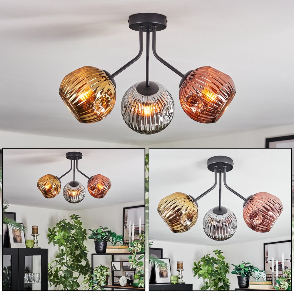 Ripoll Plafondlamp, Kogellampje Chroom, Goud, Koperkleurig, Rookkleurig, 3-lichts main product photo
