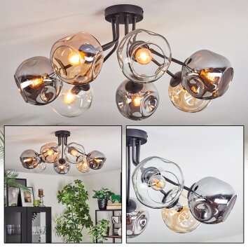Ripoll Plafondlamp, Kogellampje Amber, Duidelijk, Rookkleurig, 7-lichts Ripoll Plafondlamp, Kogellampje Amber, Duidelijk, Rookkleurig, 7-lichts