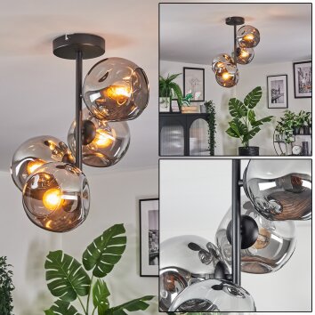 Ripoll Plafondlamp, Kogellampje Rookkleurig, 4-lichts