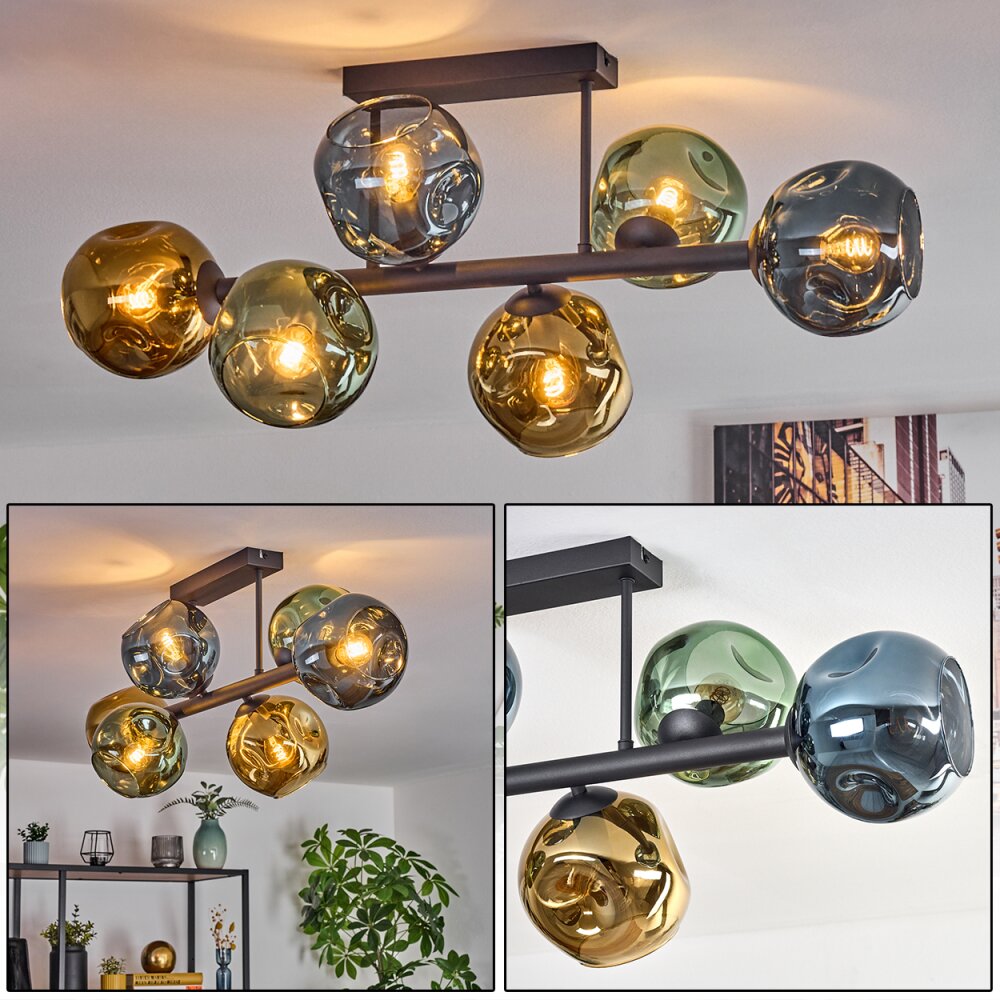 Ripoll Plafondlamp, Kogellampje Blauw, Goud, Groen, 6-lichts main product photo