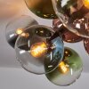 Gastor Plafondlamp, Kogellampje Blauw, Groen, Duidelijk, Koperkleurig, 10-lichts