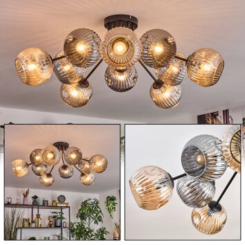 Ripoll Plafondlamp, Kogellampje Amber, Rookkleurig, 10-lichts