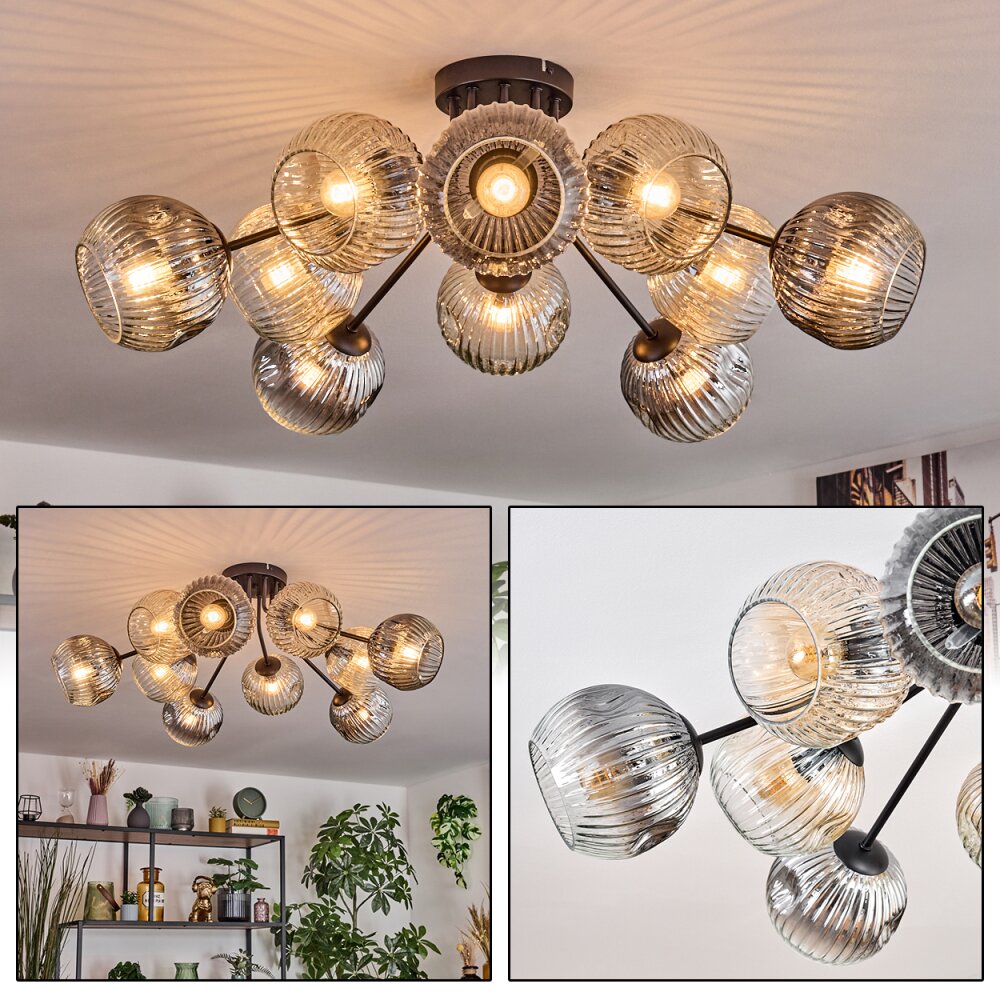 Ripoll Plafondlamp, Kogellampje Amber, Duidelijk, Rookkleurig, 10-lichts main product photo
