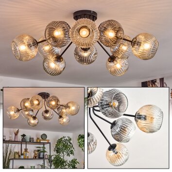 Ripoll Plafondlamp, Kogellampje Amber, Duidelijk, Rookkleurig, 10-lichts