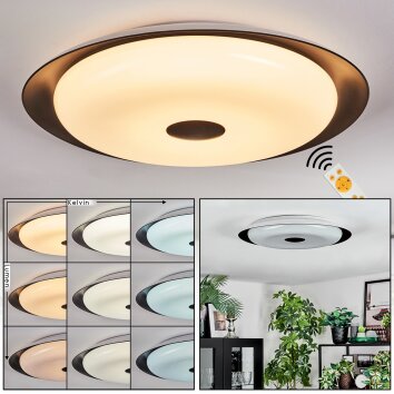 Goran Plafondlamp, Paneel LED Zwart, Wit, 1-licht, Afstandsbediening