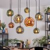 Ripoll Hanglamp, Kogellampje, Hanglamp Blauw, Groen, Koperkleurig, 8-lichts