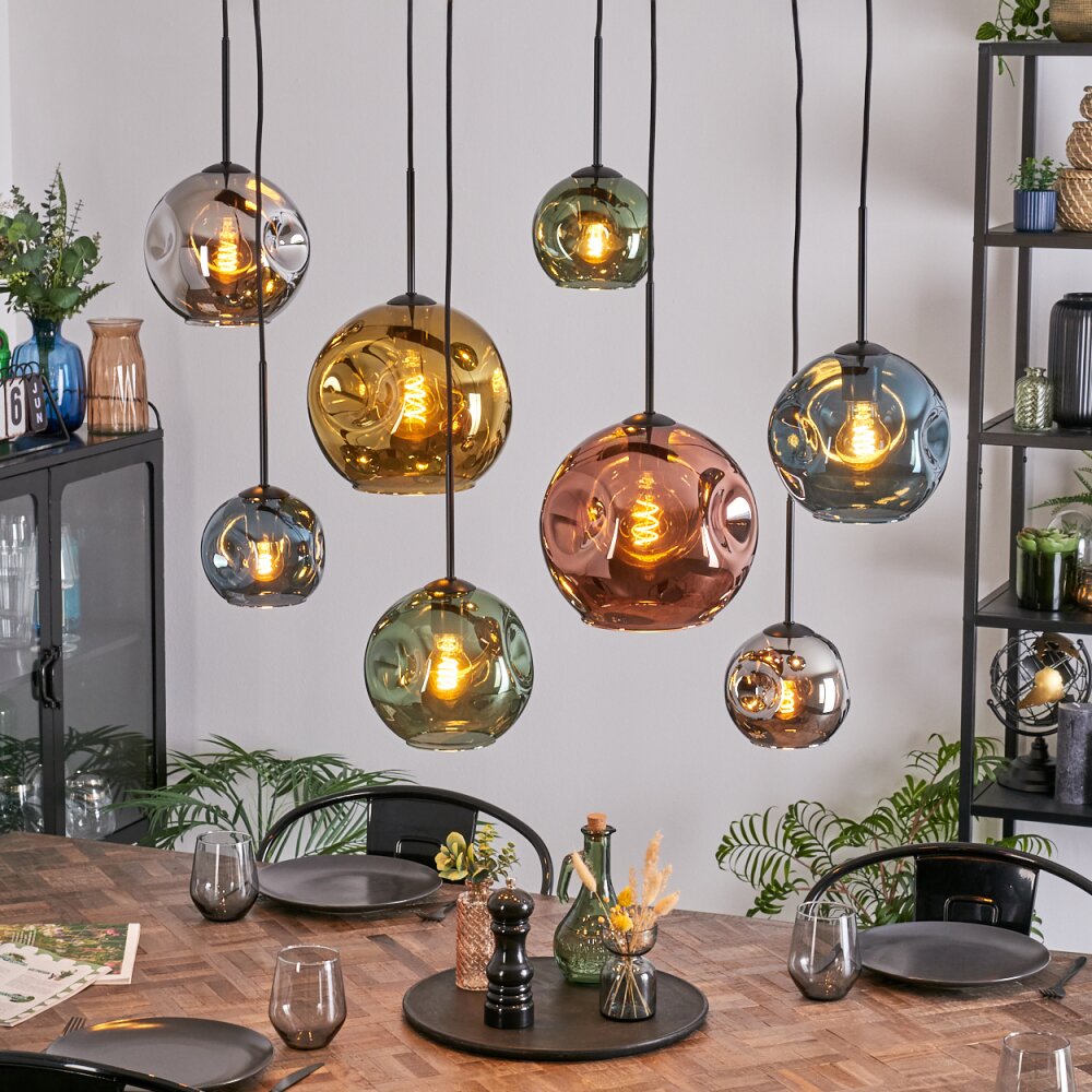 Ripoll Hanglamp, Kogellampje, Hanglamp Blauw, Chroom, Goud, Groen, Koperkleurig, Rookkleurig, 8-lichts main product photo