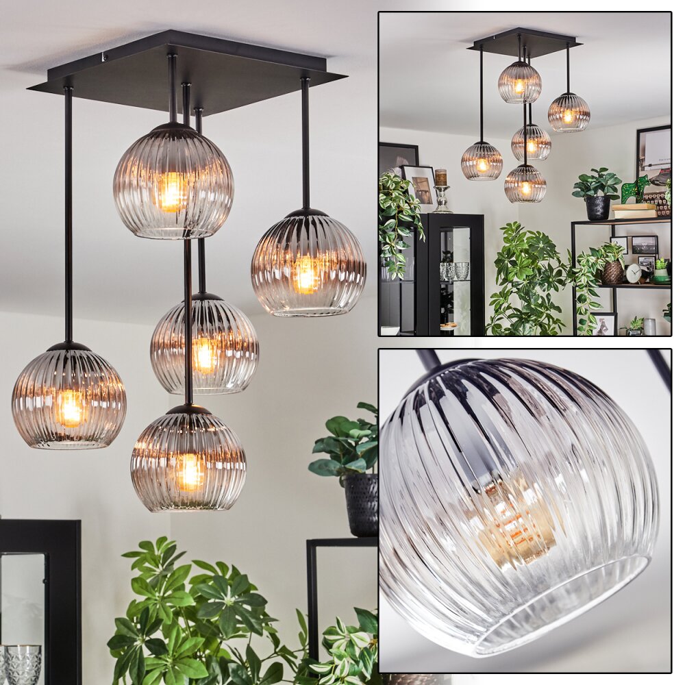 Koyoto Plafondlamp, Kogellampje Duidelijk, Rookkleurig, 5-lichts main product photo