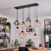 Gastor Hanglamp, Kogellampje, Hanglamp Amber, Chroom, Duidelijk, Rookkleurig, 8-lichts