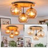 Koyoto Plafondlamp, Kogellampje 40 cm Natuurlijke kleuren, Zwart, 3-lichts