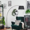 Bassagoda Staande lamp, Booglampen Chroom, Zwart, 1-licht, Stoffen lampenkap